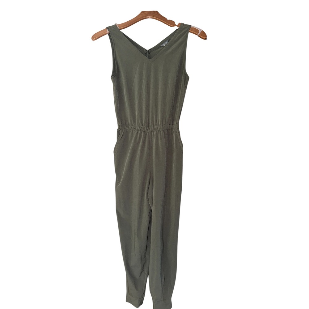Eddie Bauer Women XS Olive Green Sleeveless V-Neck Elastic Waist Jumpsuit - Picture 15 of 15